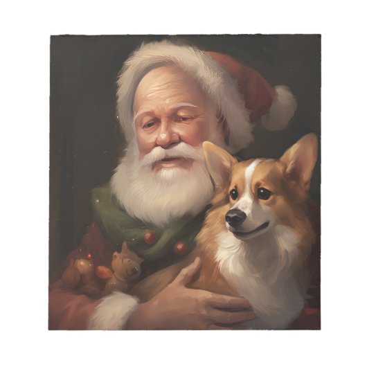 Corgi met Sinterklaas Feestelijke Kerstmis Notitieblok (Voorkant)
