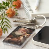 Corgi met Sinterklaas Feestelijke Kerstmis Sleutelhanger (Voorkant Rechts)