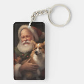 Corgi met Sinterklaas Feestelijke Kerstmis Sleutelhanger (achterkant)