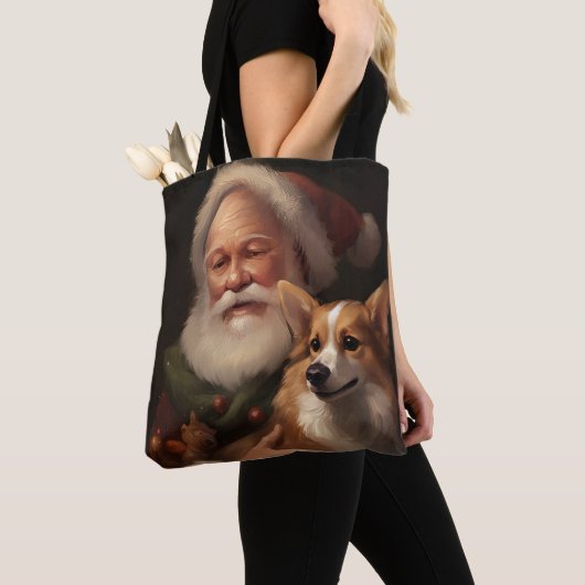 Corgi met Sinterklaas Feestelijke Kerstmis Tote Bag (Dichtbij)