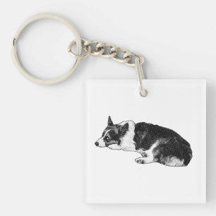Corgi met Stevige Uitdrukking Sleutelhanger