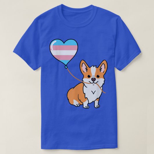 Corgi met trans-Pride ballon T-shirt (Design voorkant)