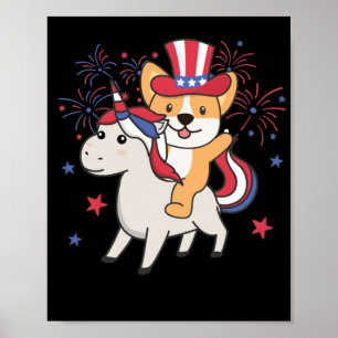Corgi met unicorn voor de vierde juli poster