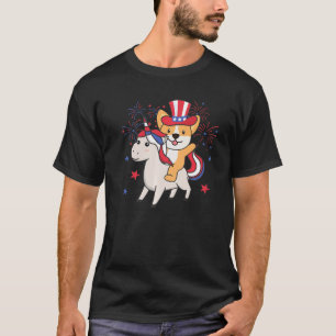 Corgi met Unicorn voor het vierde vuurwerk van jul T-shirt