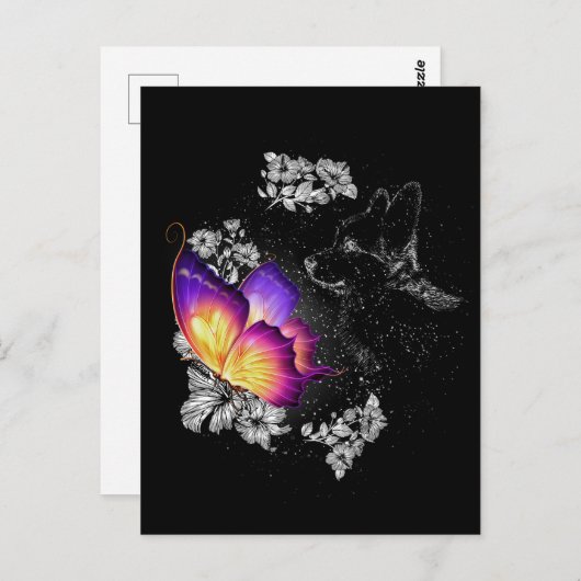 Corgi Met Vlinder Hond In De Hemel Memorial Day Briefkaart (Voorkant / Achterkant)