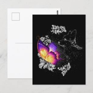 Corgi met vlinderhond op de hemelherdenkingsdag briefkaart