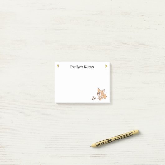Corgi met Voetbal post-it notities Post-it® Notes (Op bureau)