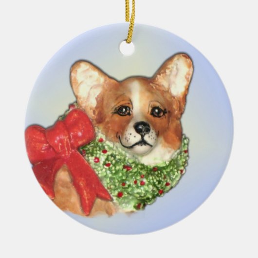 Corgi met Wreathe Ornament (Voorkant)