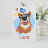 Corgi met zonnebril. Corgi liefhebbers Bedankkaart (Staand voorkant)