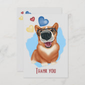 Corgi met zonnebril. Corgi liefhebbers Bedankkaart (Voorkant / Achterkant)