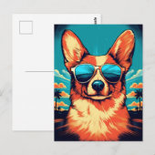 Corgi met zonnebril op een tropisch strand briefkaart (Voorkant / Achterkant)