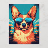 Corgi met zonnebril op een tropisch strand briefkaart (Voorkant)