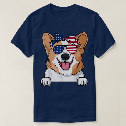  corgi met zonnebril uit de VS en vlaggestaat uit  T-shirt (Design voorkant)