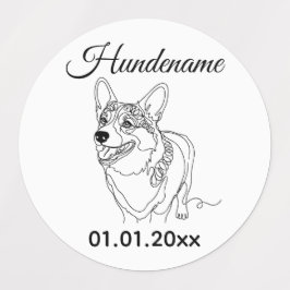 Corgi Minimalist Line Art personalized dog brand Labels