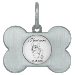 Corgi Minimalist Line Art Personalized Dog Tag Huisdieren Naamplaatje