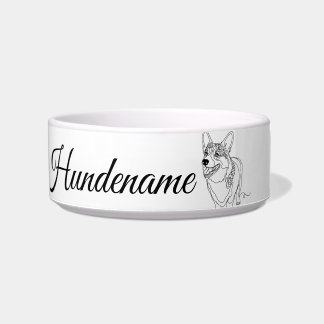 Corgi Minimalist Line Art personalized food bowl Voerbakje