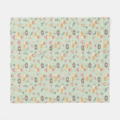 Corgi Mint Tuin Bloemig Naadloos Patroon Fleece Deken (Voorkant (Horizontaal))