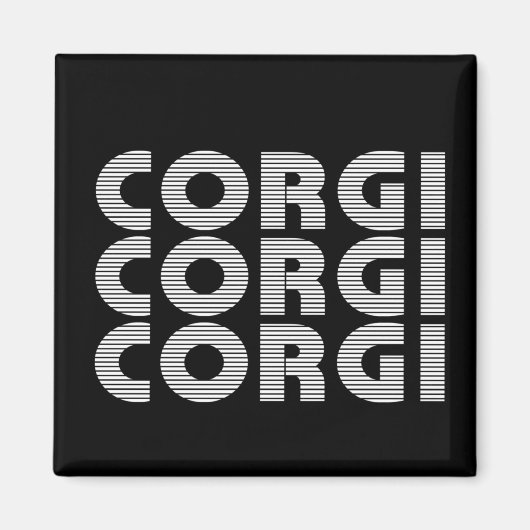 Corgi Modern White Text Magneet (Voorkant)
