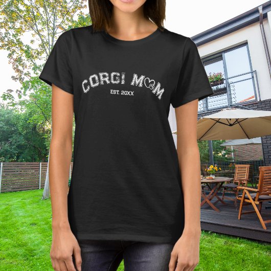 Corgi Moeder Hart Poot Gedecoreerd Wit T-shirt