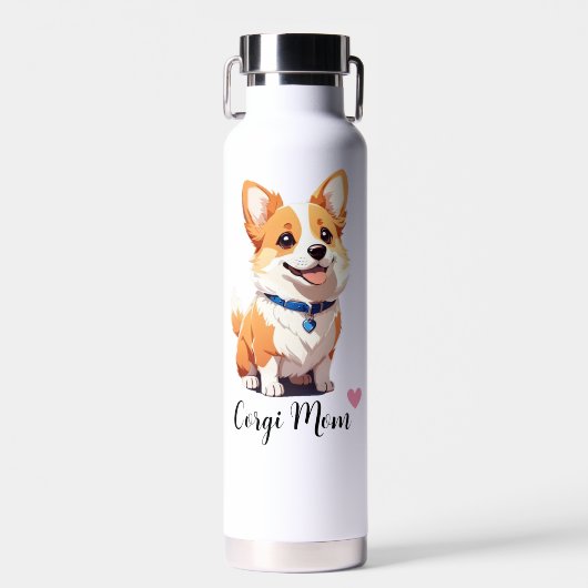 Corgi Moeder Hond Koper Vacuüm Waterfles (Voorkant)