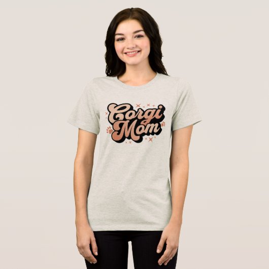 Corgi Moeder Retro Typografie Tri-Blend Shirt (Voorkant volledig)