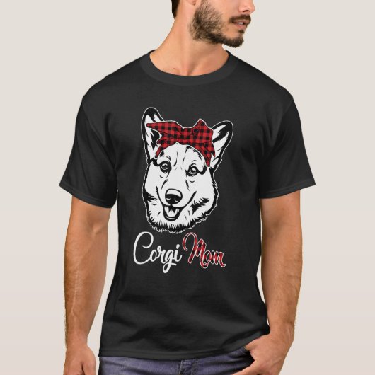 Corgi Moeder Rode Gewone Buffalo T-shirt (Voorkant)