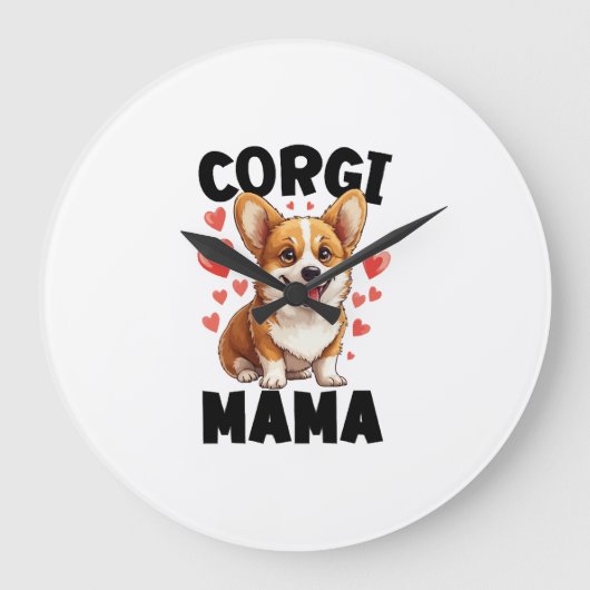 Corgi Moeder - Schattige Corgi Mama Grote Klok (Voorkant)