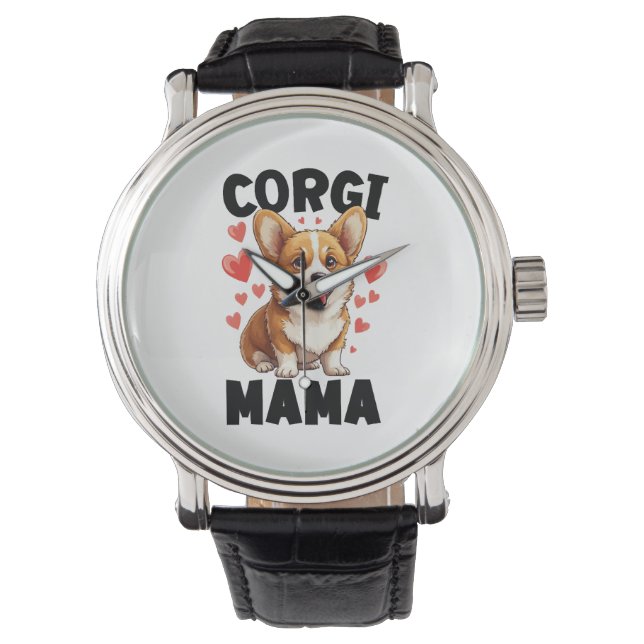 Corgi Moeder - Schattige Corgi Mama Horloge (Voorkant)