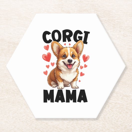 Corgi Moeder - Schattige Corgi Mama Kartonnen Onderzetters (Voorkant)