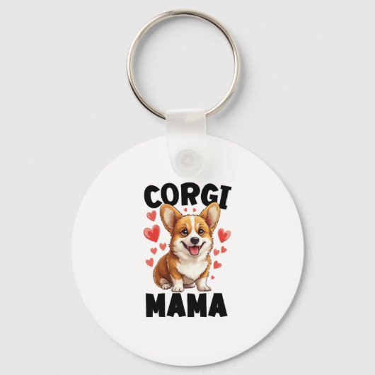 Corgi Moeder - Schattige Corgi Mama Sleutelhanger (Voorkant)