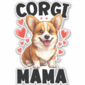 Corgi Moeder - Schattige Corgi Mama Sticker (Voorkant)