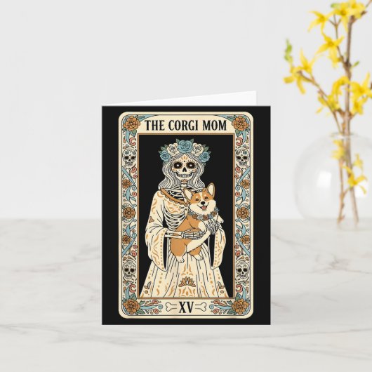 Corgi Moeder Tarotkaart Skelet Hond Liefhebber Sok Kaart (Gele Bloem)