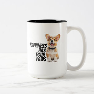 Corgi Moeders Vaderschap Speelse “Geluk Heeft Vier Tweekleurige Koffiemok