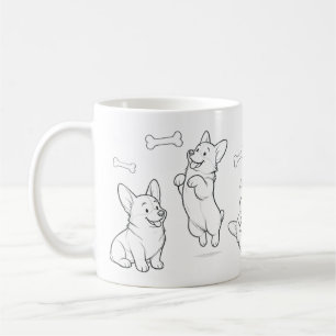 Corgi Mok Cute Tekening van een Hond Koffiemok