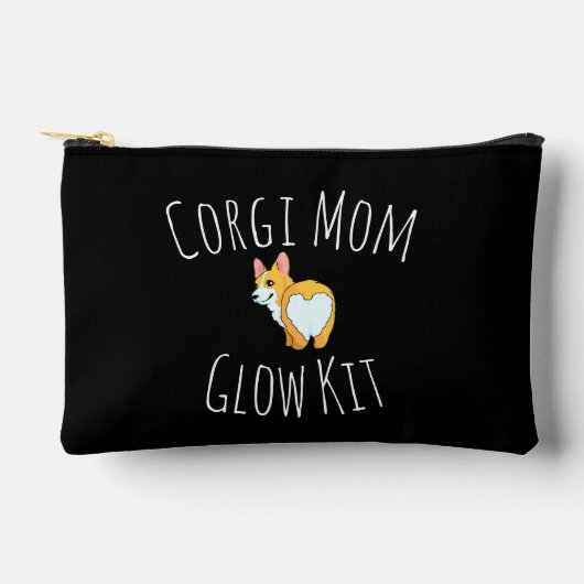 'Corgi Mom Glow Kit' Zwarte en witte speelse cute Etui (Voorkant)