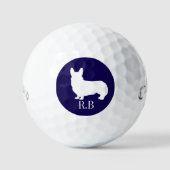 Corgi Monogrammed Blue Navy Golfballen (Voorkant)