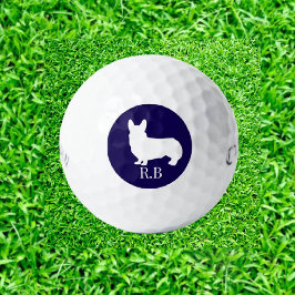 Corgi Monogrammed Blue Navy Golfballen