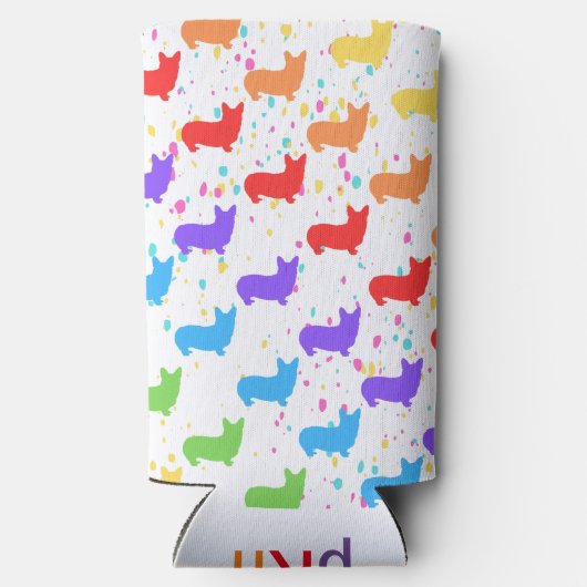  Corgi, Monogrammed Party Favor Seltzer Blikjeskoeler (Achterkant)