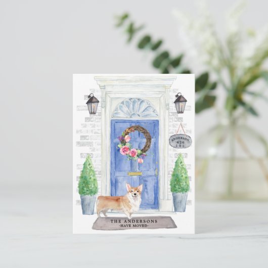 Corgi Moving Announcement Briefkaart (Staand voorkant)