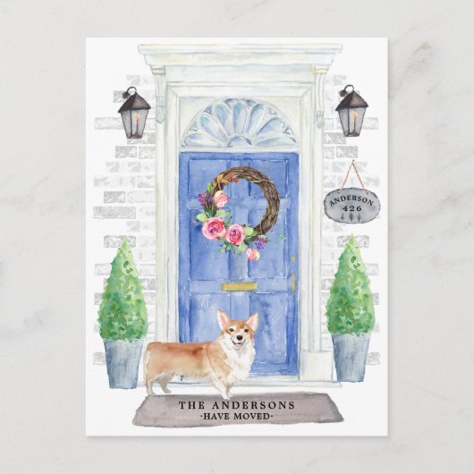 Corgi Moving Announcement Briefkaart (Voorkant)