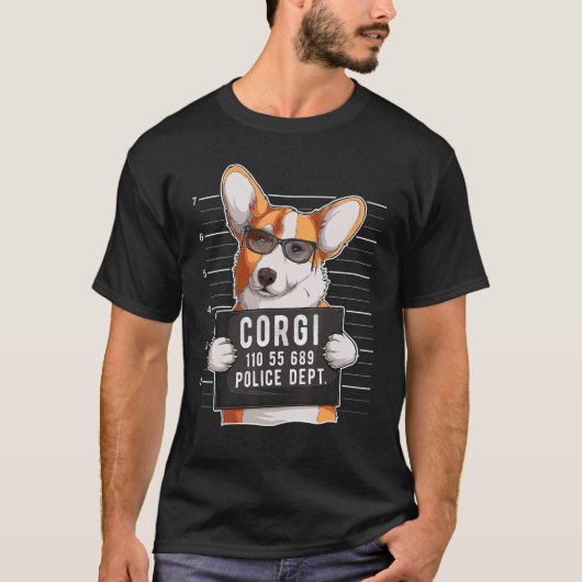 Corgi Mugshot Dog T-shirt (Voorkant)