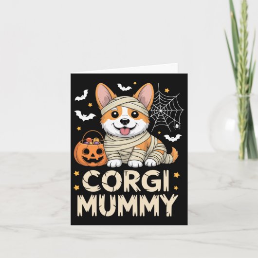 Corgi Mummy Funny Halloween Hondenliefhebber Kostu Kaart (Voorkant)