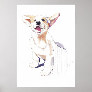 Corgi Muur Kunst Poster – Pembroke Welsh Corgi Kun
