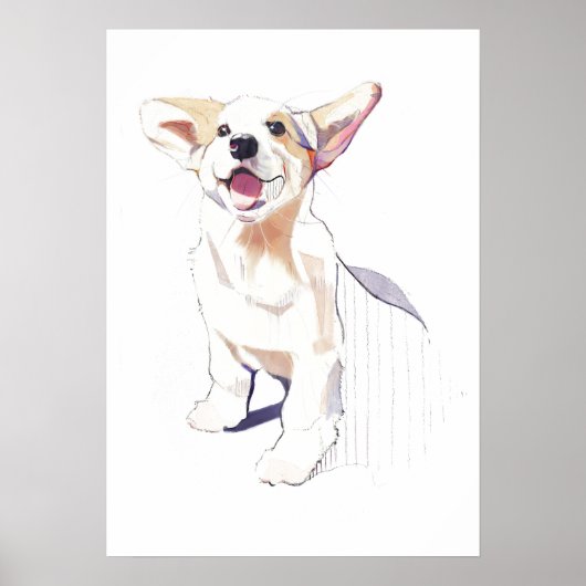 Corgi Muur Kunst Poster – Pembroke Welsh Corgi Kun (Voorkant)