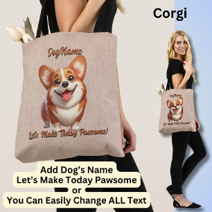Corgi - Naam hond toevoegen, tekst wijzigen Tote Bag