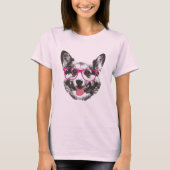 Corgi Nerdy Dog Hipster T-shirt (Voorkant)