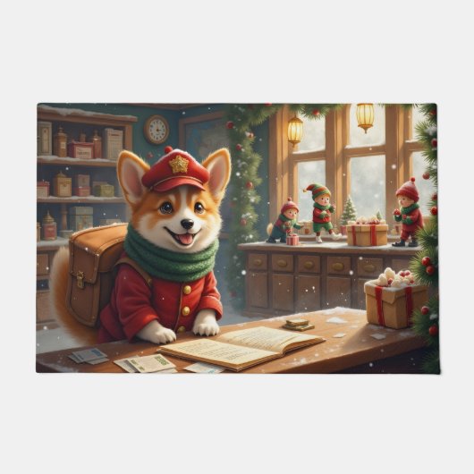 Corgi Noordpool Postkantoor Kunst Deurmat (Voorkant)