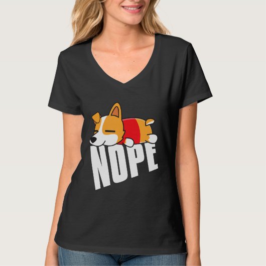 Corgi Nope Lazy Corgi T-shirt (Voorkant)