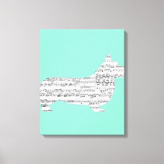 Corgi Notes Canvas Afdruk (Voorkant)
