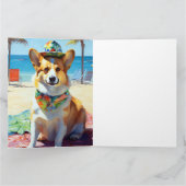 Corgi on Beach, zomercadeau voor hondenliefhebbers Kaart (Binnen)